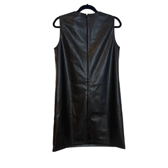Theory Bedford Mod Vegan Leather Sleeveless Shift Dress Black Women's Size 4 - Picture 6 of 12